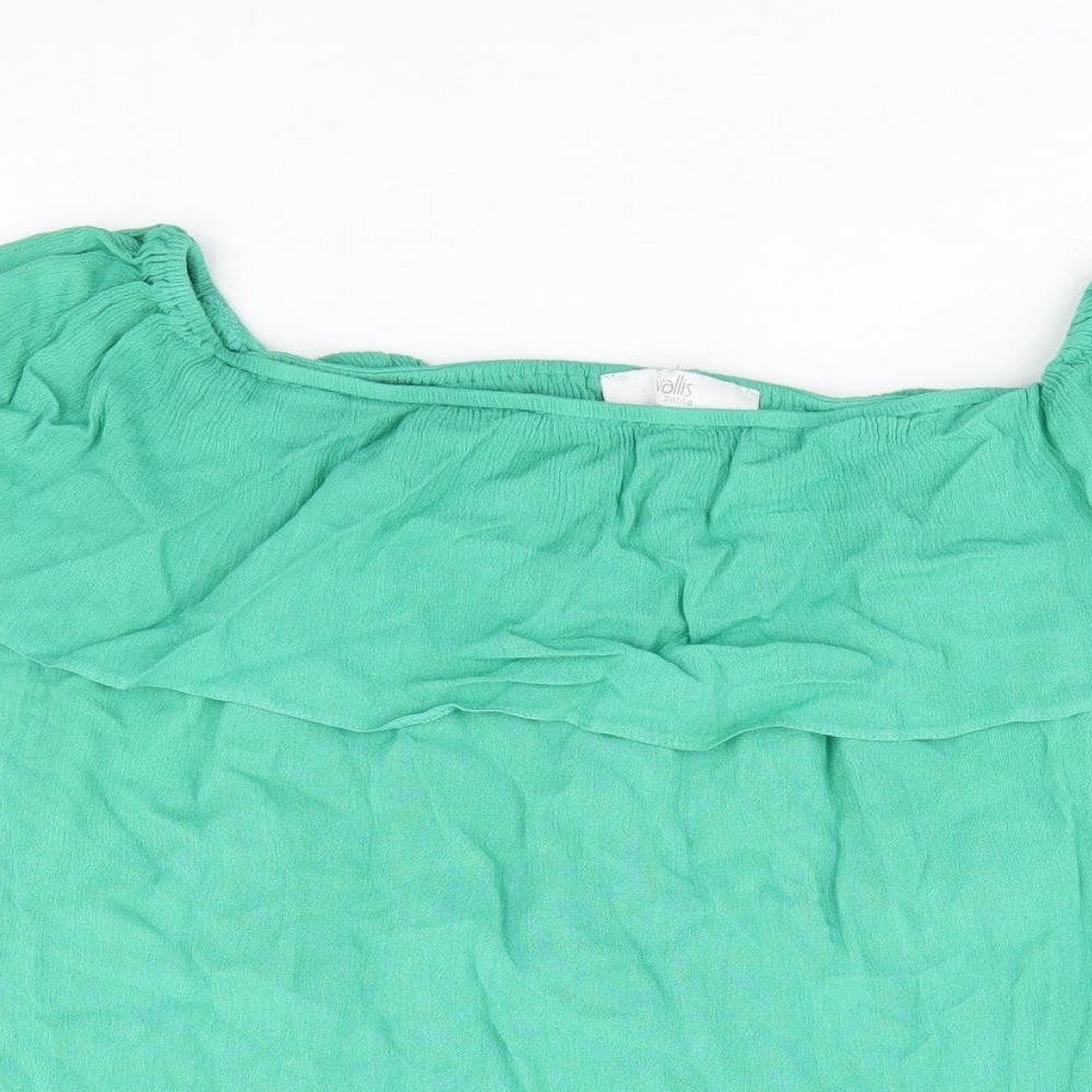 Wallis Womens Green Viscose Basic Blouse Size S Off the Shoulder
