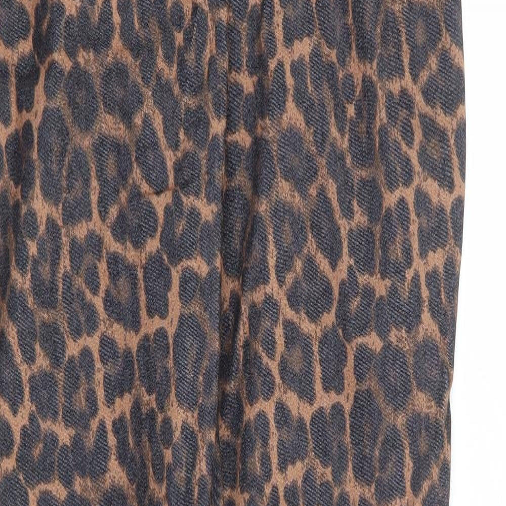 H&M Womens Brown Animal Print Cotton Jegging Trousers Size 10 L29 in Regular - Tregging