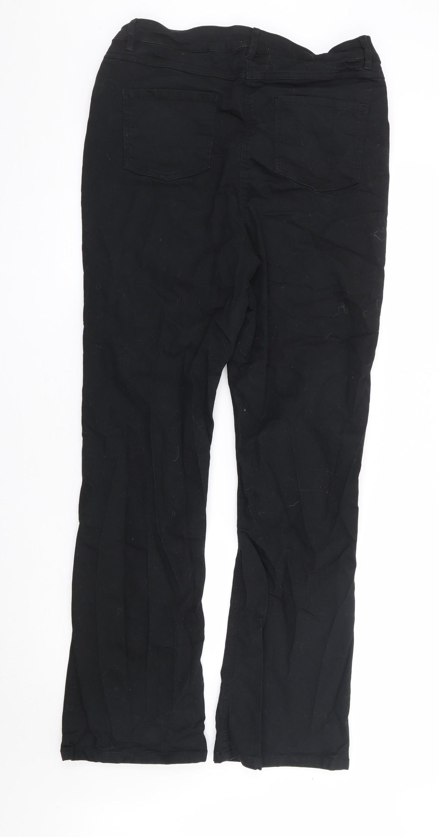 Papaya Womens Black Cotton Bootcut Jeans Size 16 L31 in Regular Zip