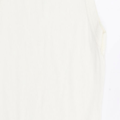 Divided by H&M Womens Ivory Cotton Tank Dress Size M Round Neck Pullover - Butterfly