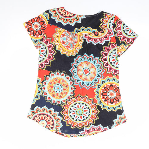 Preworn Womens Multicoloured Geometric Polyester Tunic T-Shirt Size M Scoop Neck