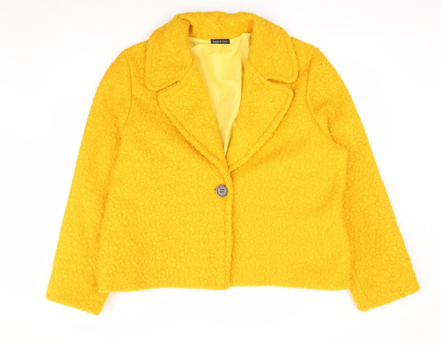 Made in Italy Womens Yellow Jacket Size 18 Button - Teddy