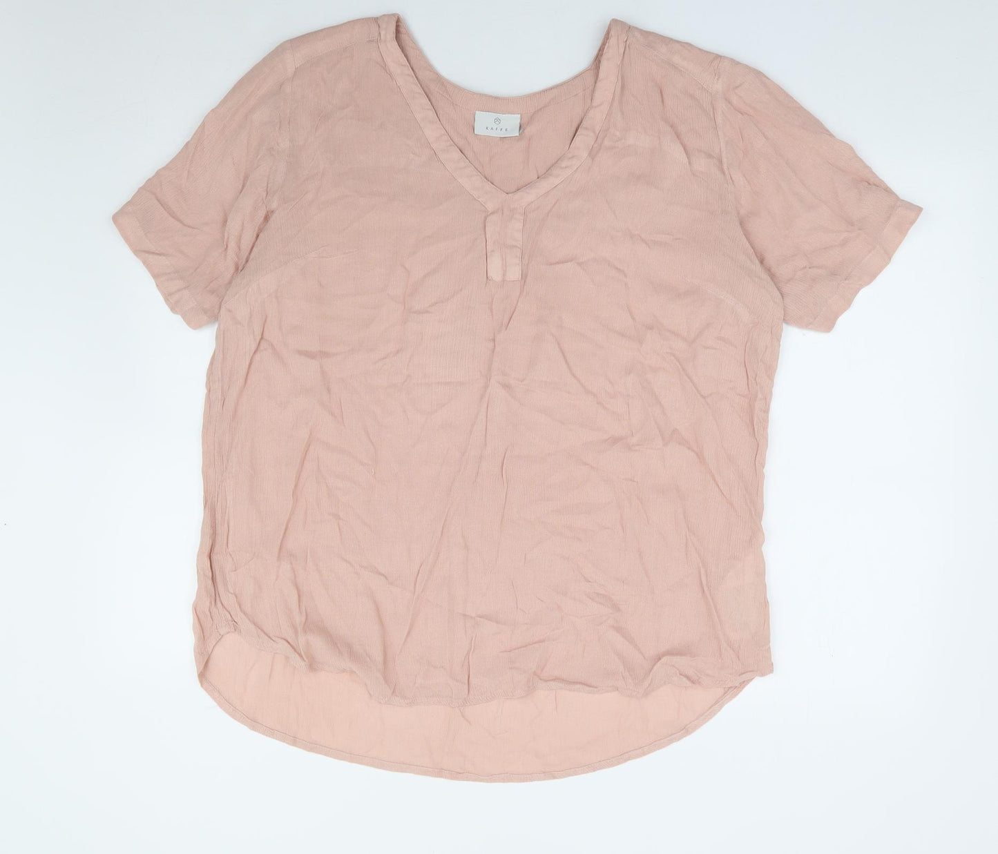 Kaffe Womens Pink Viscose Basic Blouse Size L V-Neck