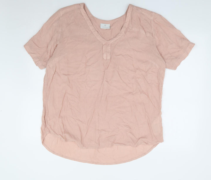 Kaffe Womens Pink Viscose Basic Blouse Size L V-Neck