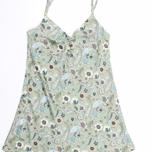 Stradavarius Womens Multicoloured Floral Polyester Slip Dress Size S V-Neck Pullover