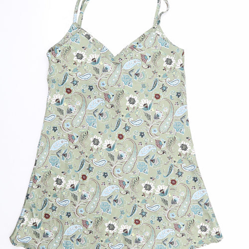 Stradavarius Womens Multicoloured Floral Polyester Slip Dress Size S V-Neck Pullover