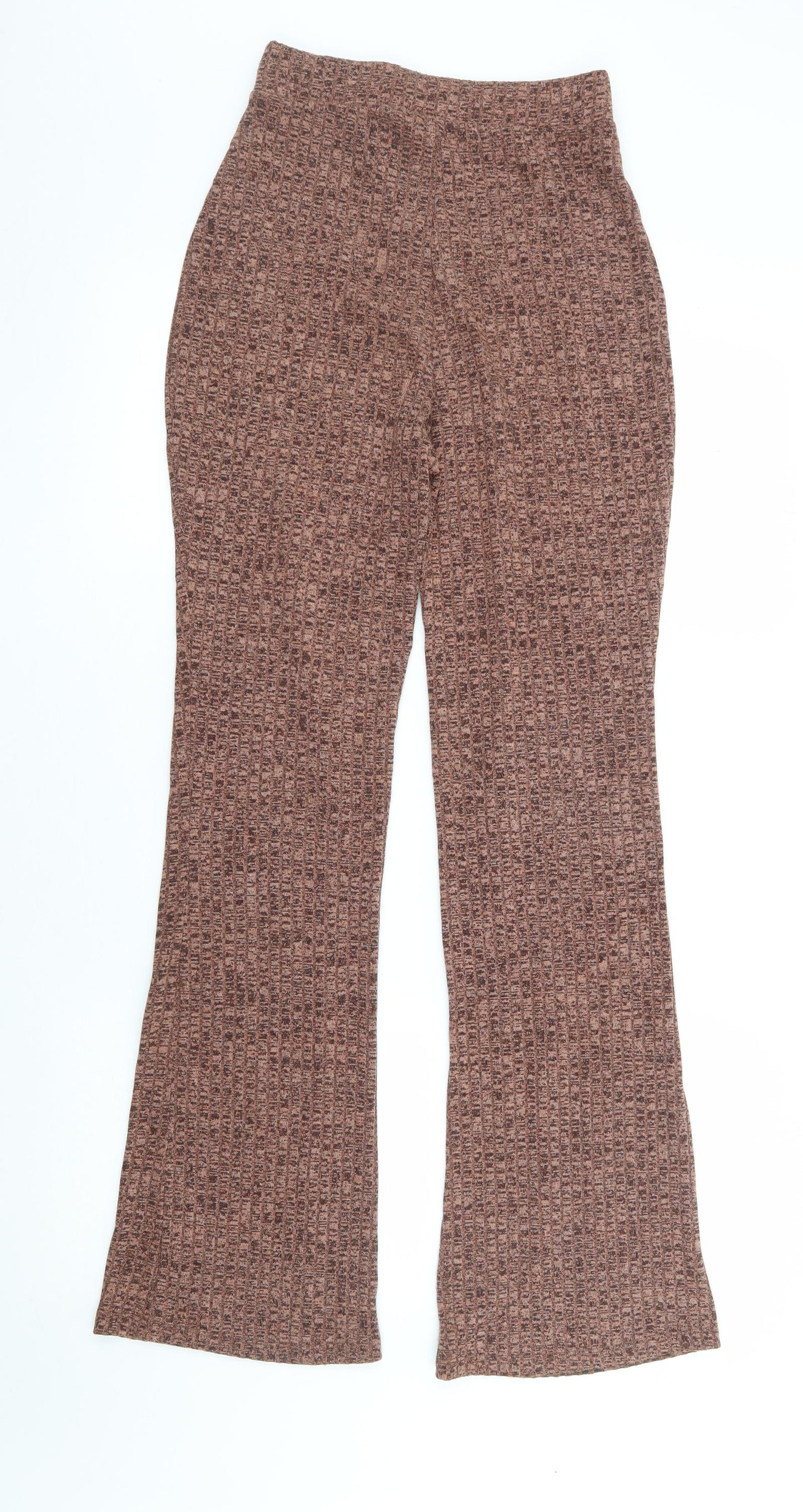 Primark Womens Brown Polyester Trousers Size 6 L31 in Regular - Ribbed