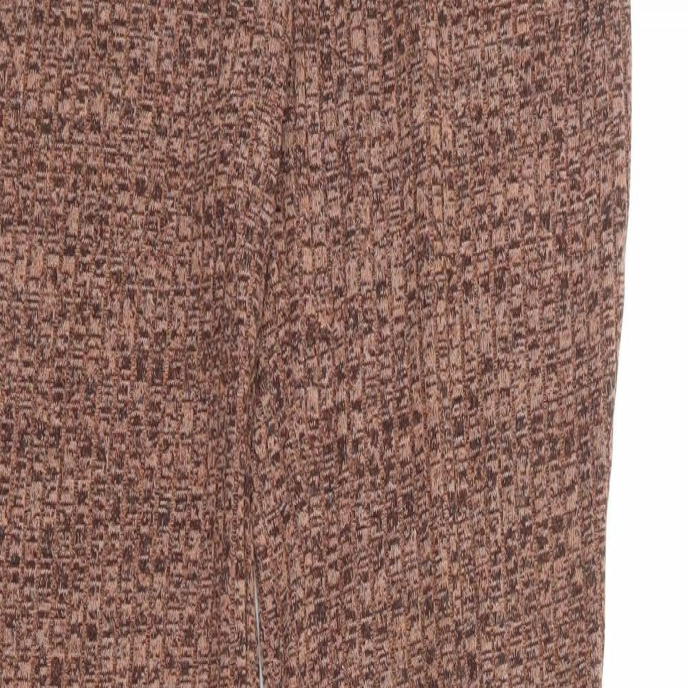 Primark Womens Brown Polyester Trousers Size 6 L31 in Regular - Ribbed