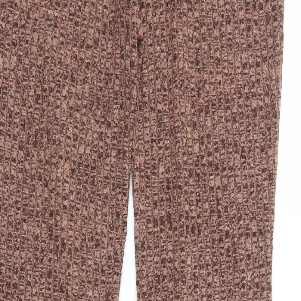 Primark Womens Brown Polyester Trousers Size 6 L31 in Regular - Ribbed