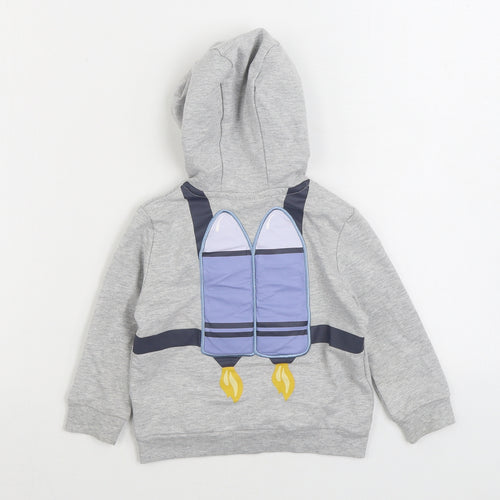 Jarvis Archer Boys Grey Cotton Pullover Hoodie Size 2 Years Pullover - Space Rocket Backpack