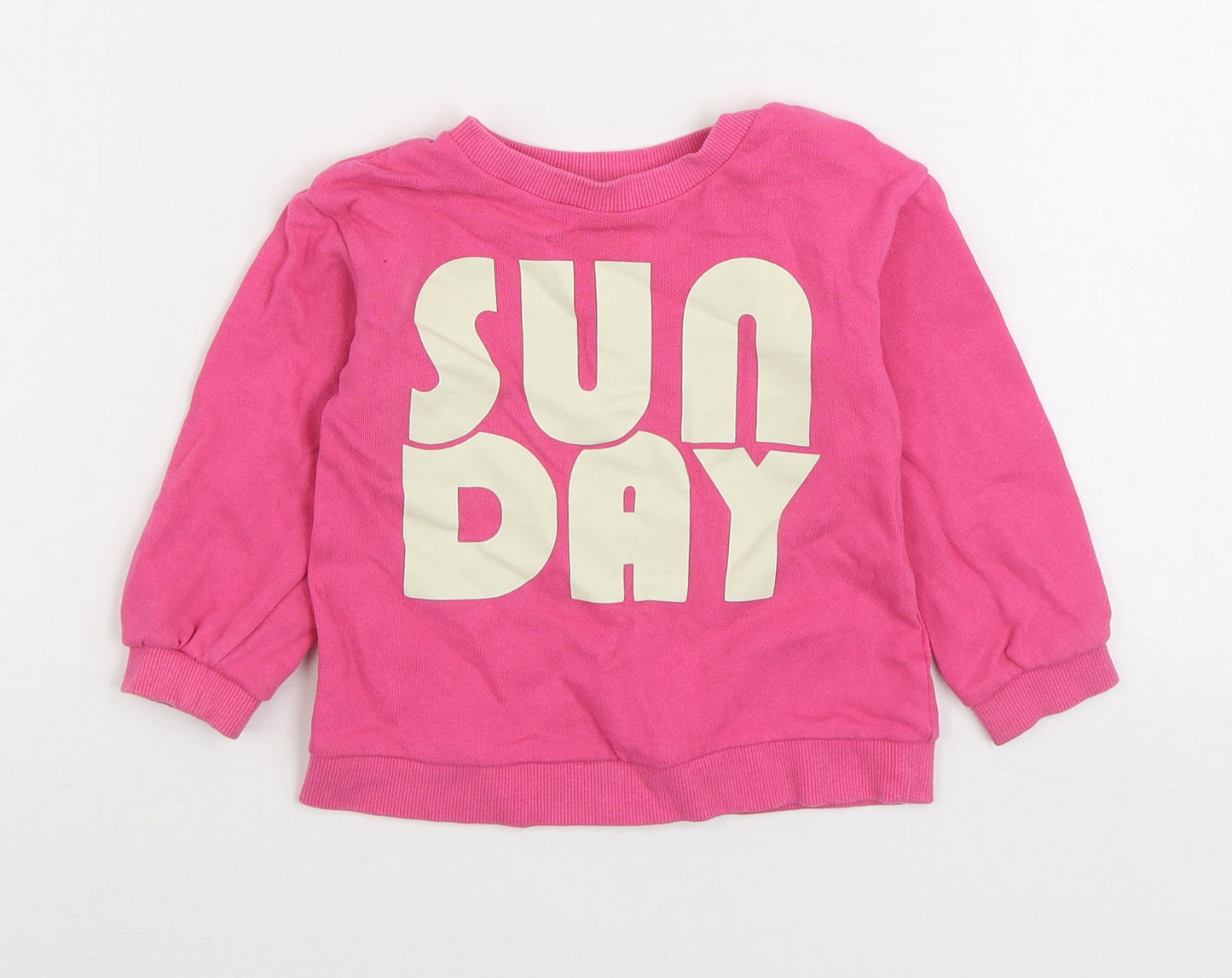 H&M Girls Pink 100% Cotton Pullover Jumper Size 18-24 Months Pullover - Sun Day