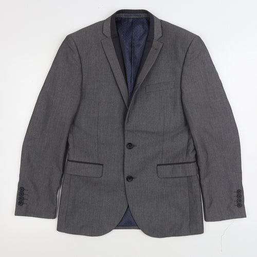 NEXT Mens Grey Polyester Jacket Suit Jacket Size 36