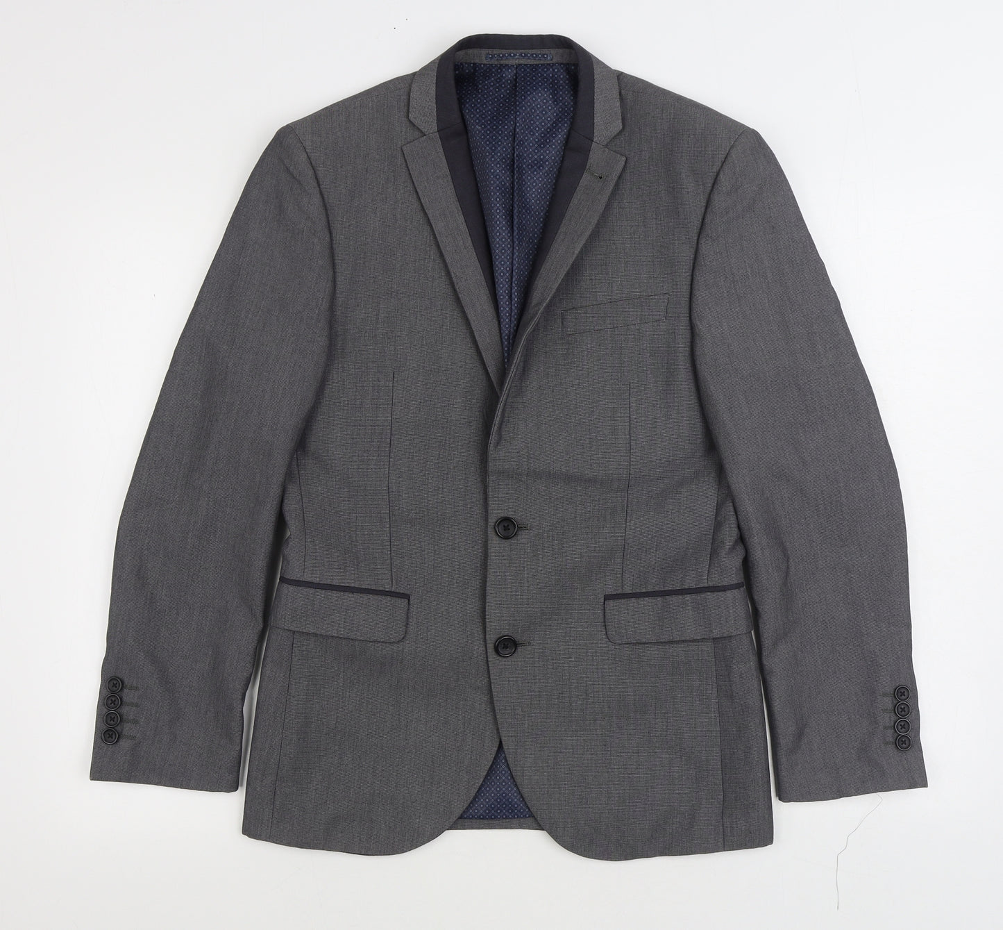 NEXT Mens Grey Polyester Jacket Suit Jacket Size 36