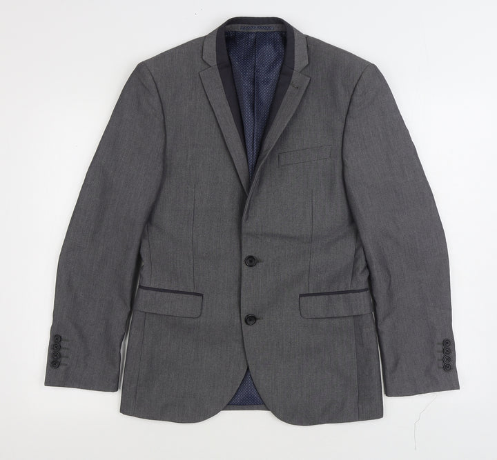 NEXT Mens Grey Polyester Jacket Suit Jacket Size 36