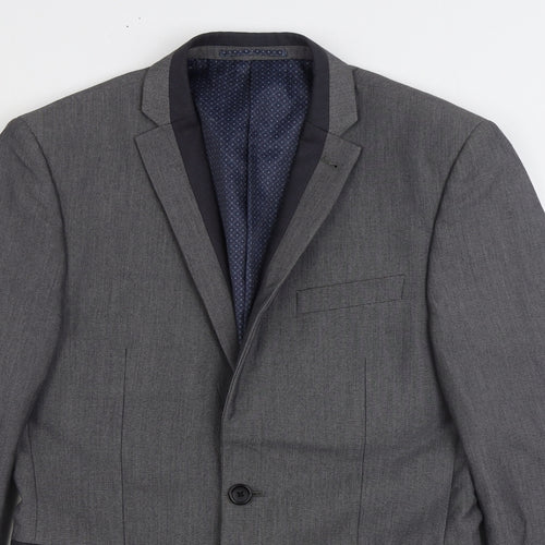 NEXT Mens Grey Polyester Jacket Suit Jacket Size 36