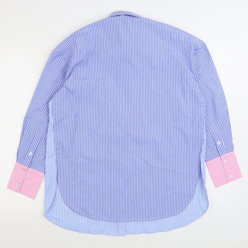 River Island Mens Blue Striped Polyester Button-Up Size XS Collared Button