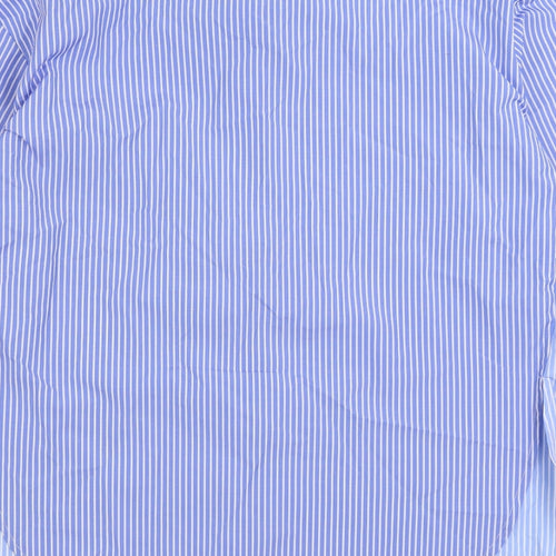 River Island Mens Blue Striped Polyester Button-Up Size XS Collared Button