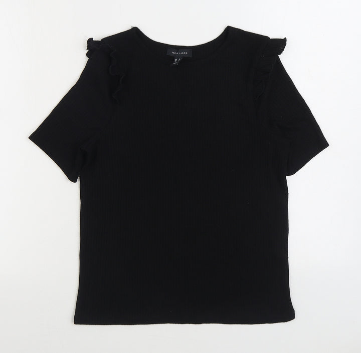 New Look Womens Black Boat Neck Viscose Pullover Jumper Size 10