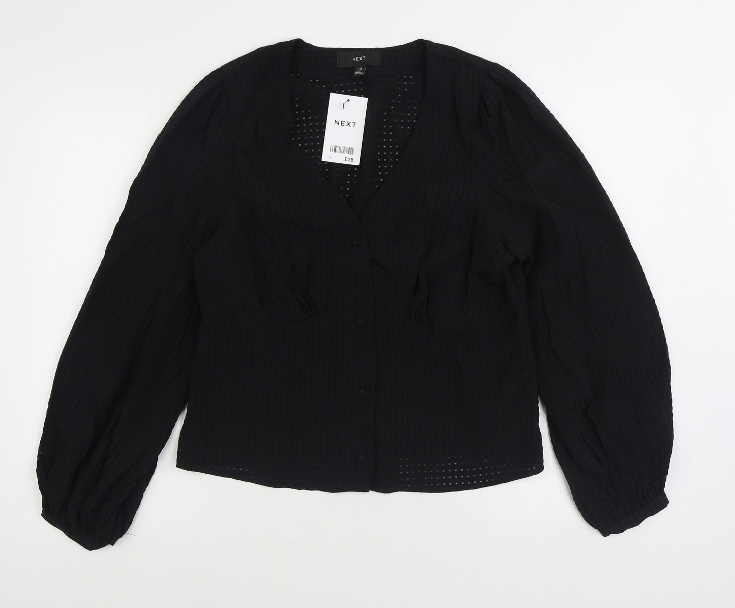 NEXT Womens Black Viscose Basic Blouse Size 16 V-Neck