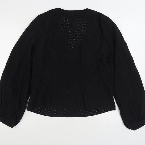 NEXT Womens Black Viscose Basic Blouse Size 16 V-Neck