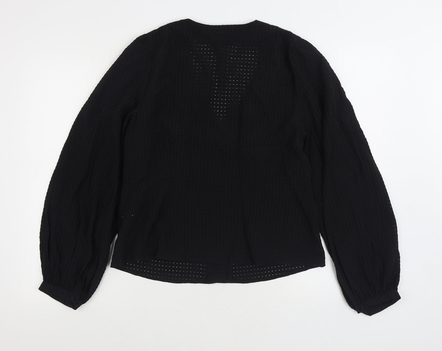 NEXT Womens Black Viscose Basic Blouse Size 16 V-Neck