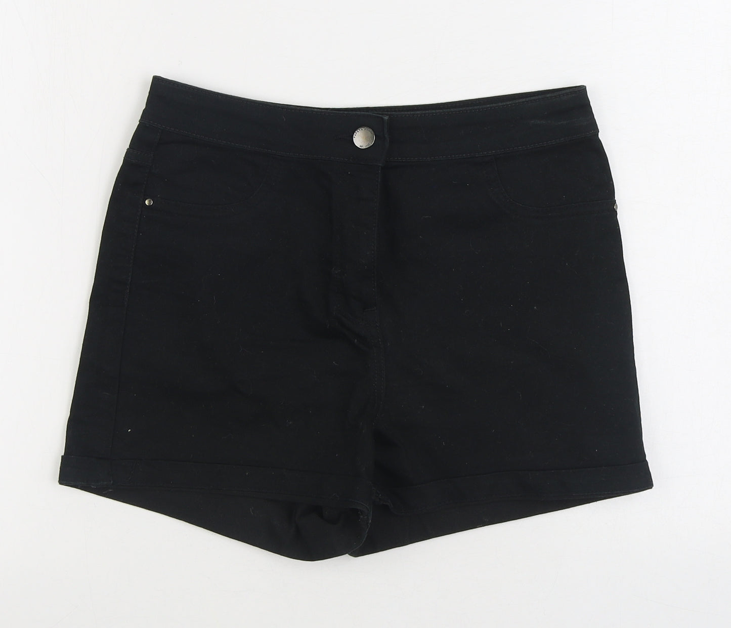 Matalan Womens Black Cotton Cropped Jeans Size 10 Regular Zip
