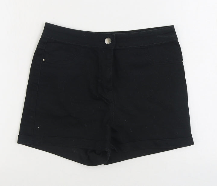 Matalan Womens Black Cotton Cropped Jeans Size 10 Regular Zip