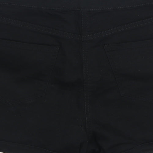 Matalan Womens Black Cotton Cropped Jeans Size 10 Regular Zip