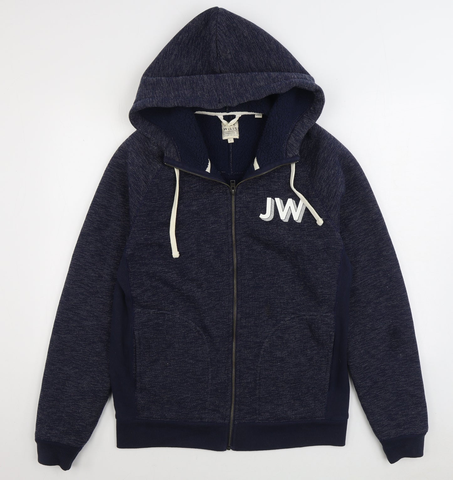 Jack Wills Mens Blue Jacket Size L Zip - Fleece Lined