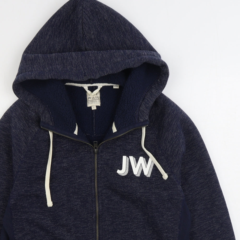 Jack Wills Mens Blue Jacket Size L Zip - Fleece Lined