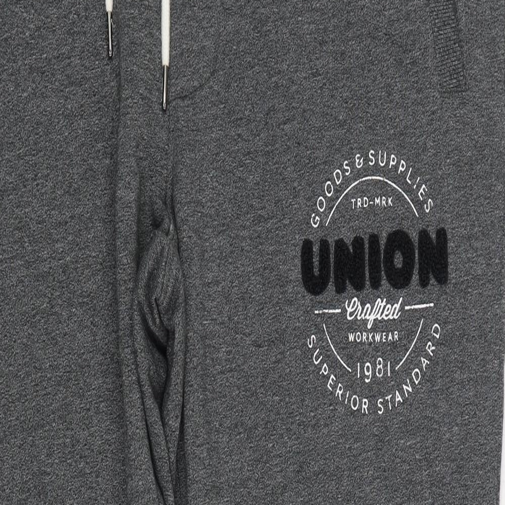 F&F Mens Grey Cotton Jogger Trousers Size XL L33 in Regular Drawstring - Union