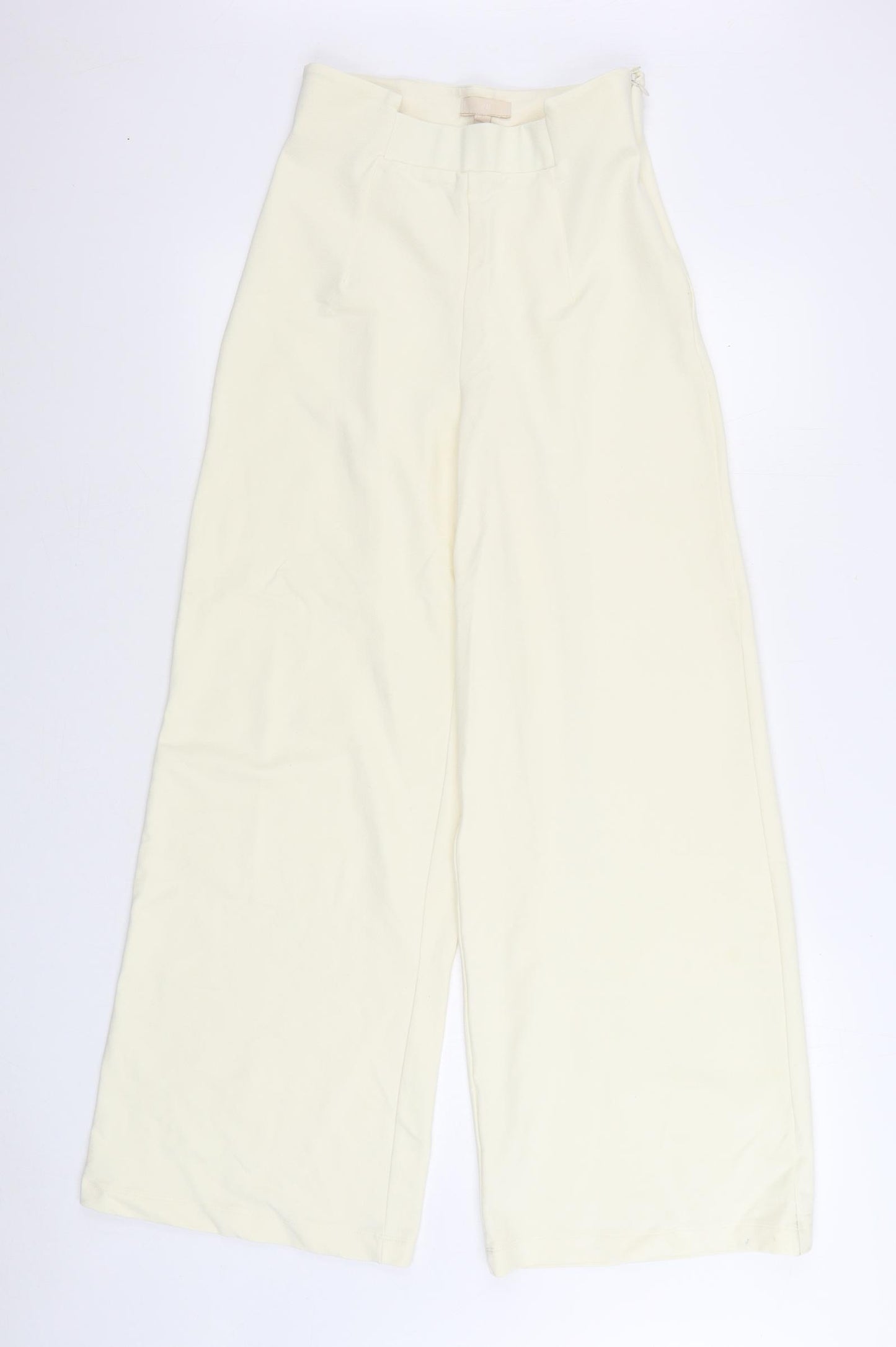 H&M Womens Ivory Cotton Trousers Size S L30 in Regular Zip