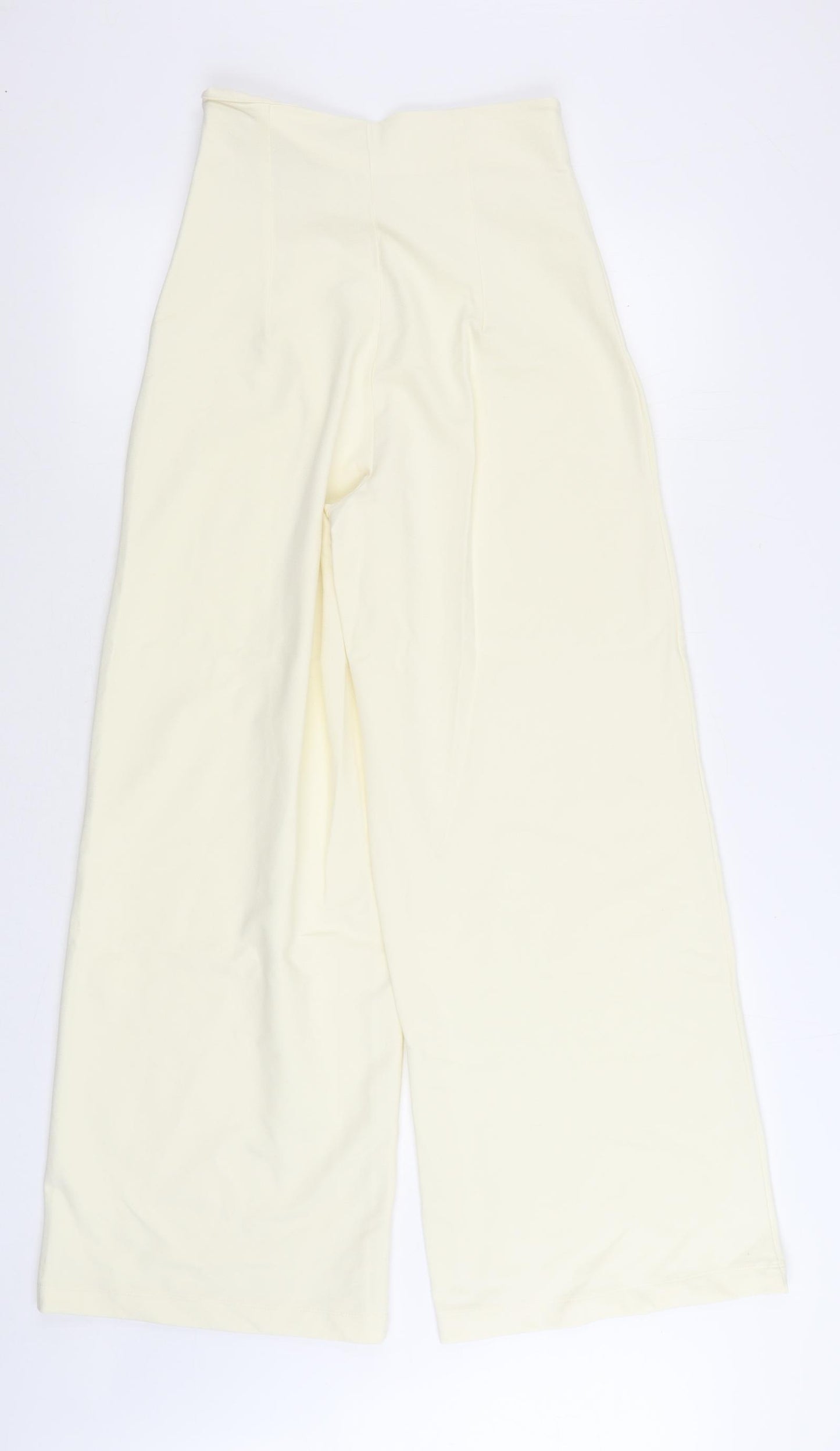 H&M Womens Ivory Cotton Trousers Size S L30 in Regular Zip