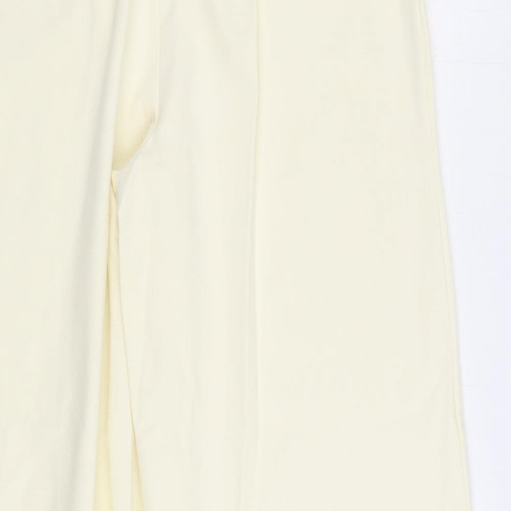 H&M Womens Ivory Cotton Trousers Size S L30 in Regular Zip