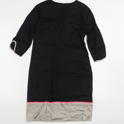 Vilagallo Womens Black Cotton Sheath Size 10 Round Neck Zip