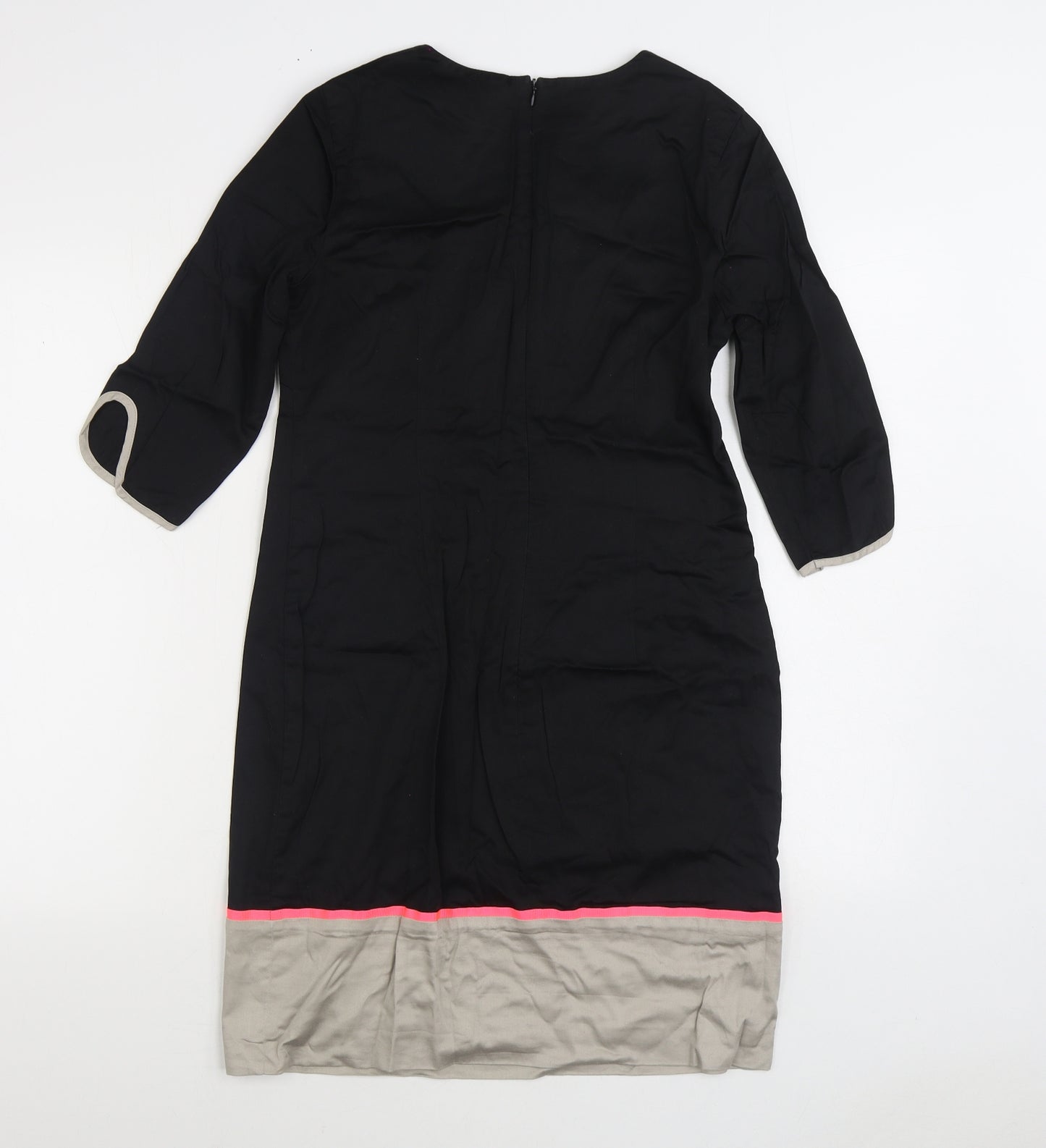 Vilagallo Womens Black Cotton Sheath Size 10 Round Neck Zip