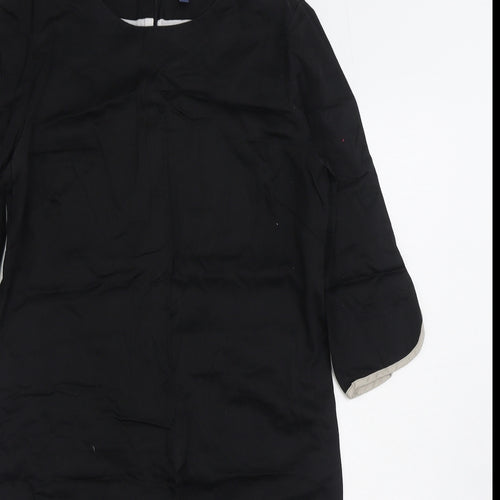 Vilagallo Womens Black Cotton Sheath Size 10 Round Neck Zip