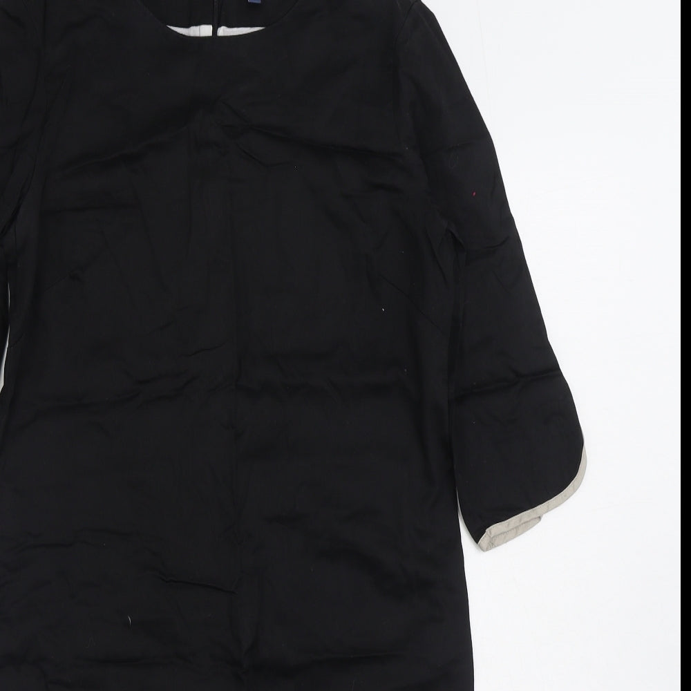 Vilagallo Womens Black Cotton Sheath Size 10 Round Neck Zip