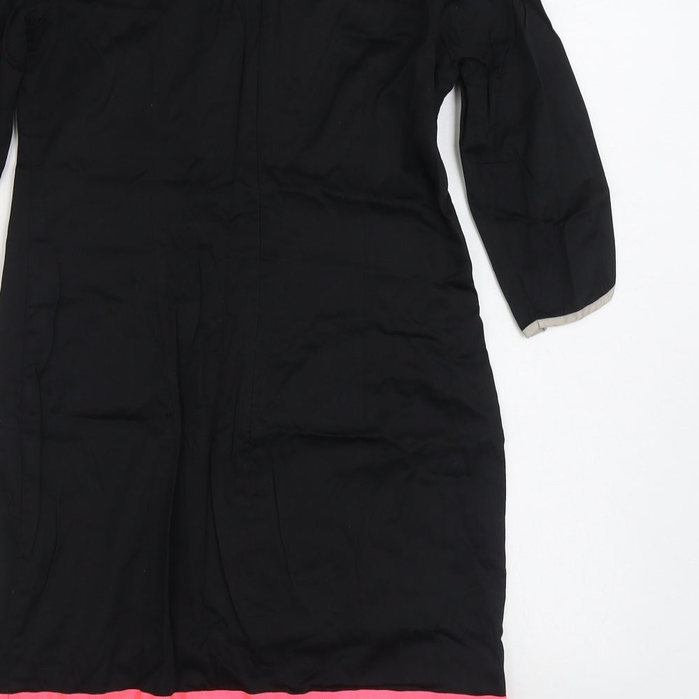 Vilagallo Womens Black Cotton Sheath Size 10 Round Neck Zip