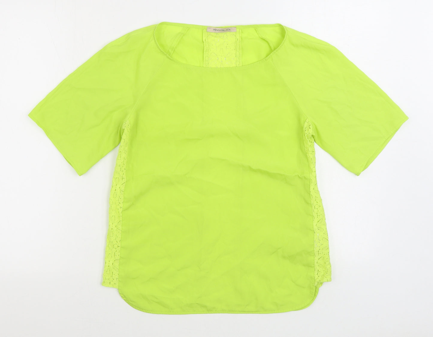 Penny Black Womens Green Polyester Basic Blouse Size 10 Boat Neck