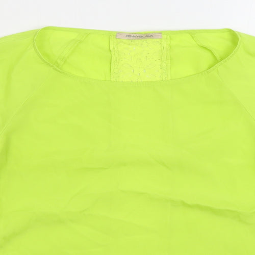Penny Black Womens Green Polyester Basic Blouse Size 10 Boat Neck