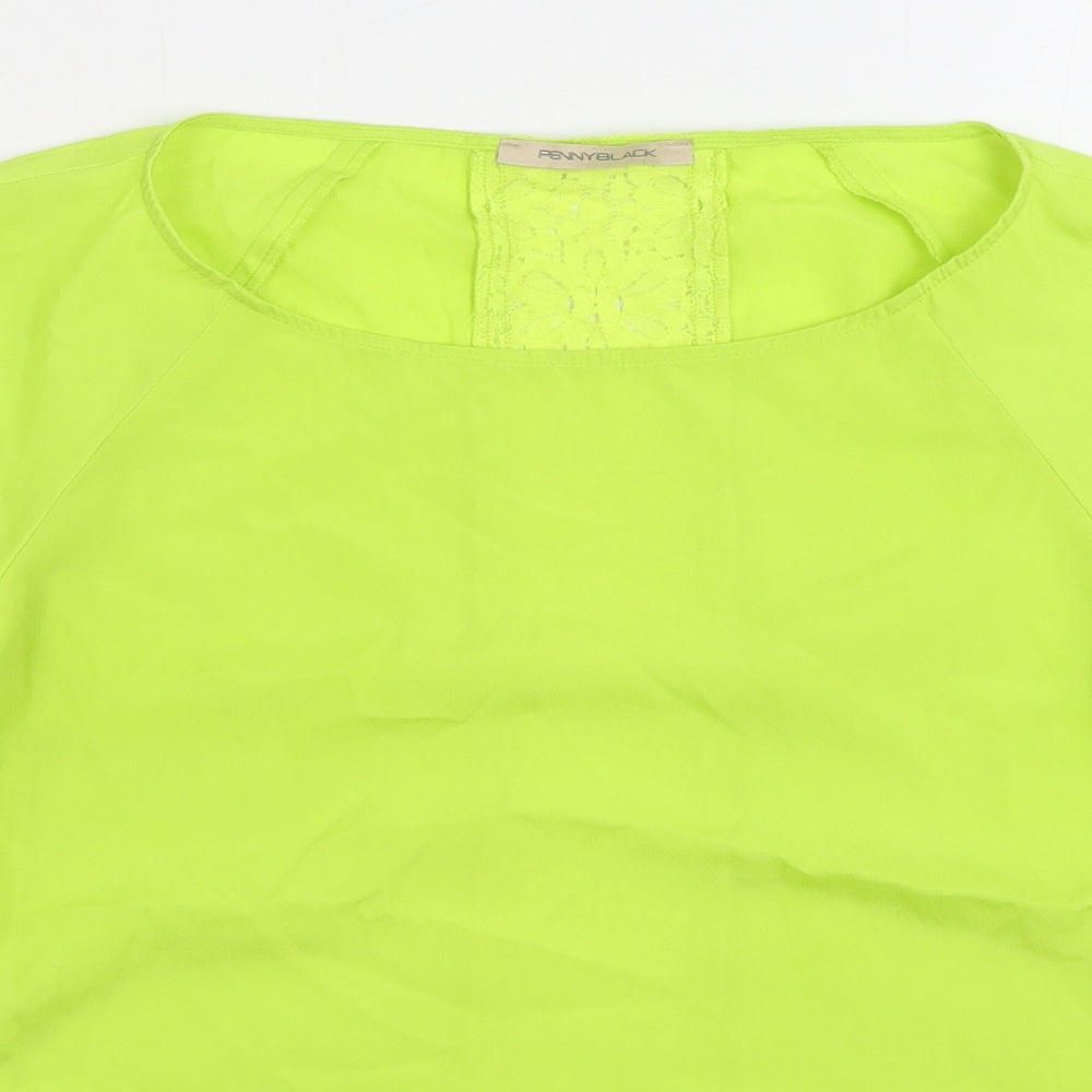 Penny Black Womens Green Polyester Basic Blouse Size 10 Boat Neck