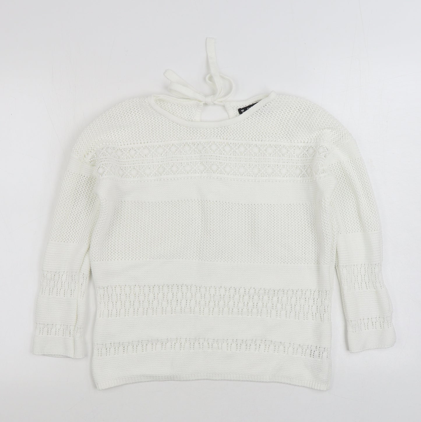 Dunnes Stores Womens White Boat Neck Cotton Pullover Jumper Size S