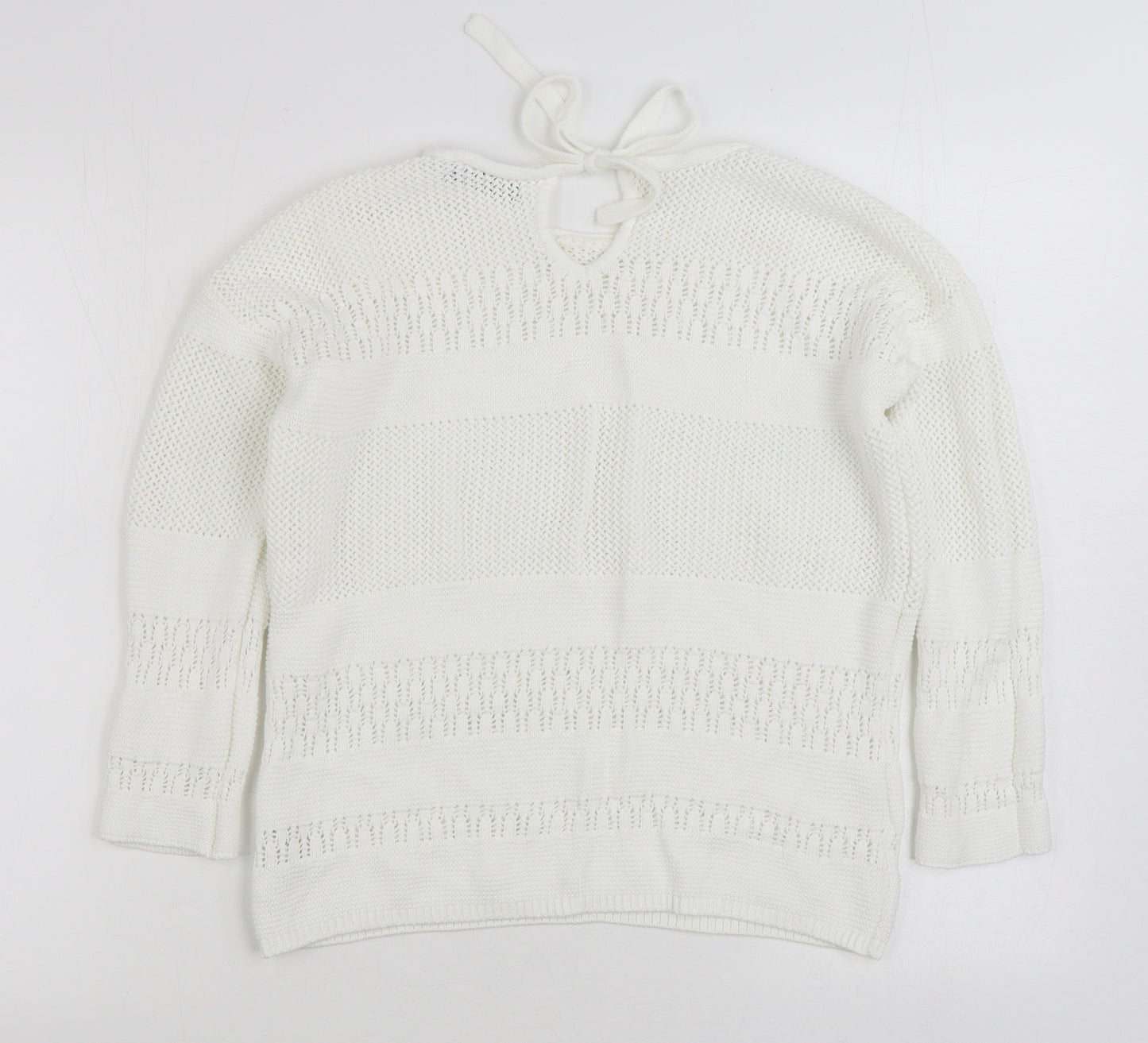 Dunnes Stores Womens White Boat Neck Cotton Pullover Jumper Size S