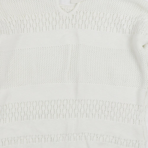Dunnes Stores Womens White Boat Neck Cotton Pullover Jumper Size S