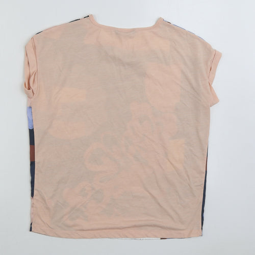 Dunnes Stores Womens Pink Geometric Polyester Basic T-Shirt Size S Boat Neck