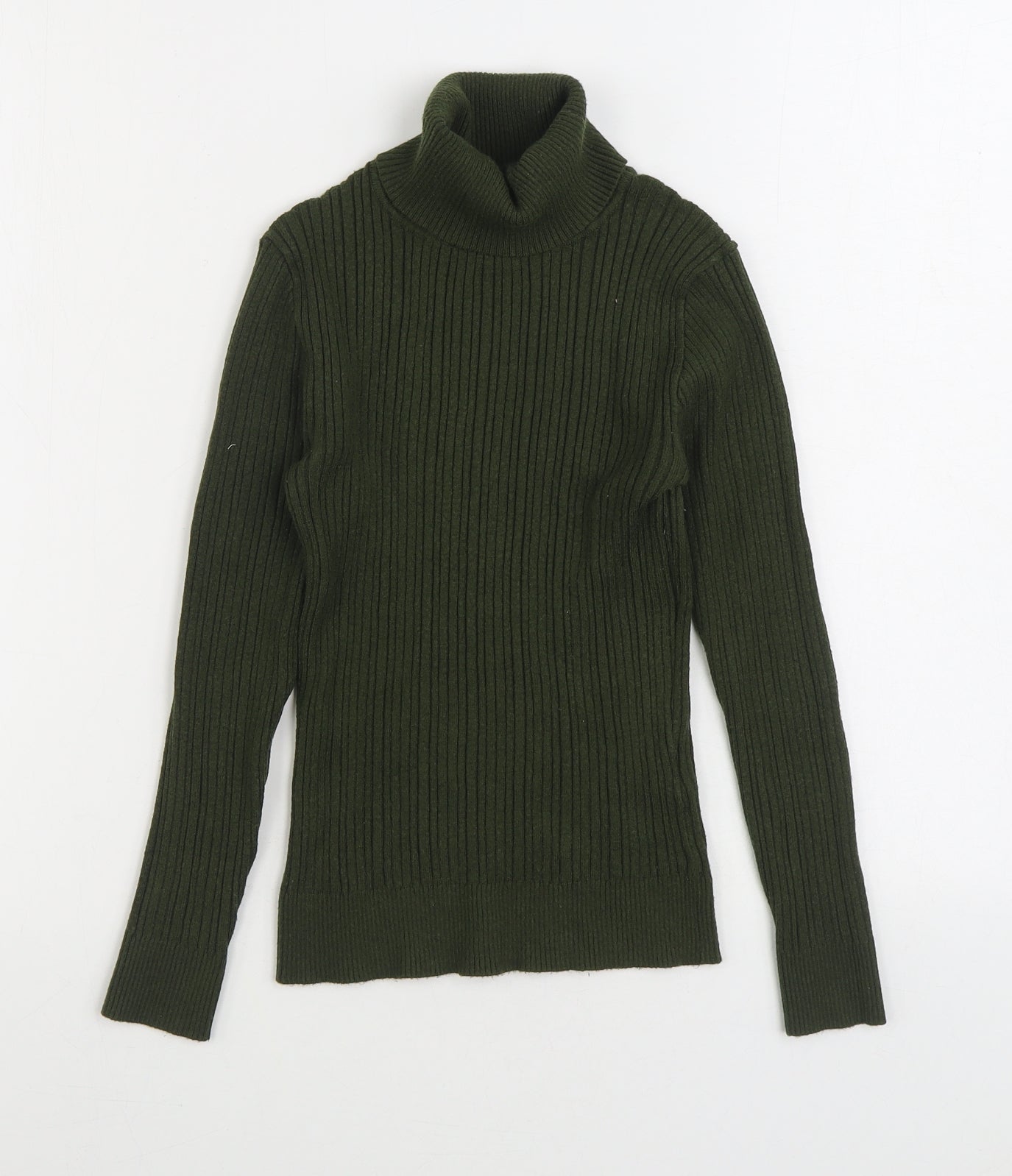 Primark Womens Green Roll Neck Viscose Pullover Jumper Size 10