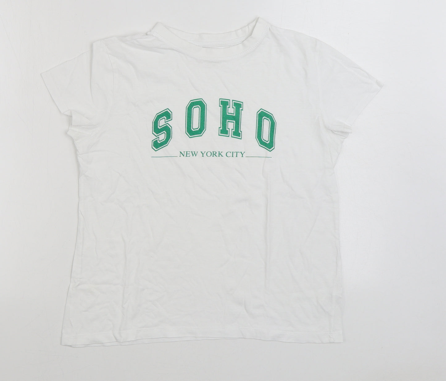 Primark Womens White Cotton Basic T-Shirt Size S Round Neck - Soho