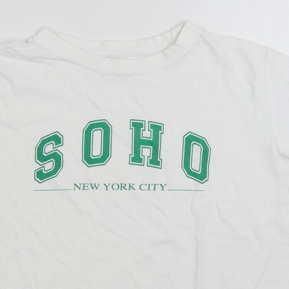 Primark Womens White Cotton Basic T-Shirt Size S Round Neck - Soho