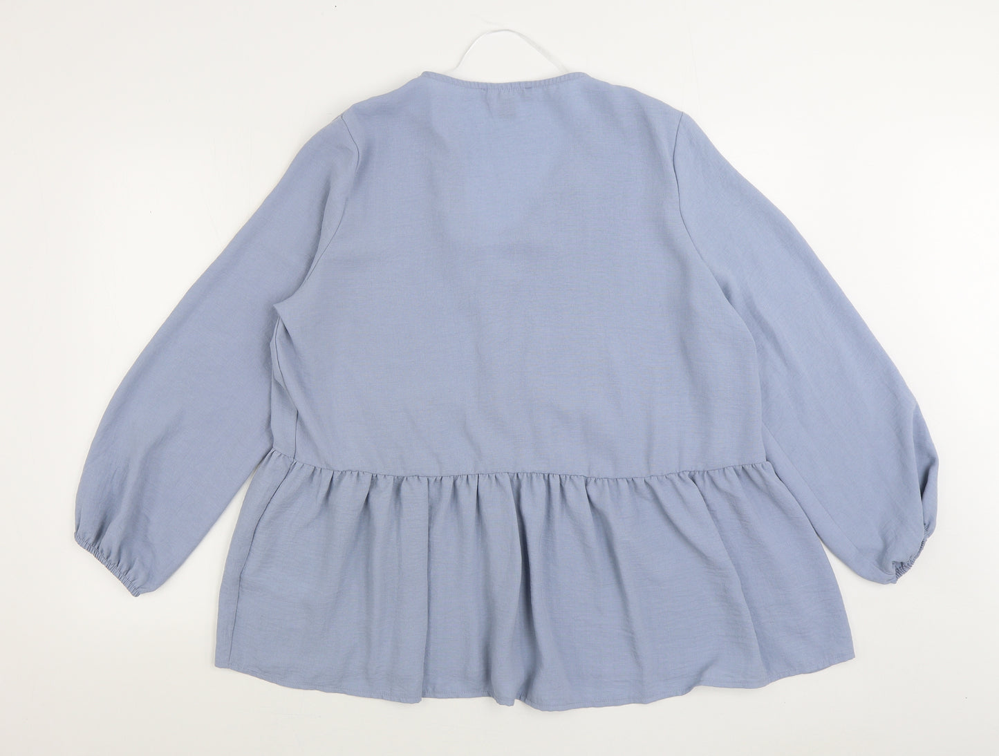 Primark Womens Blue Polyester Basic Blouse Size 18 V-Neck